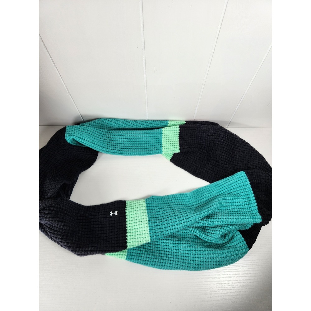 Under Armour Waffle Knit Infinity Scarf Navy Teal Mint Green Colorblock Athletic